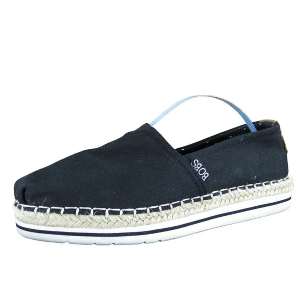 Bobs By Skechers Women's  Espadrille Black Fabric Sz 6.5 Medium Gently Used 2025